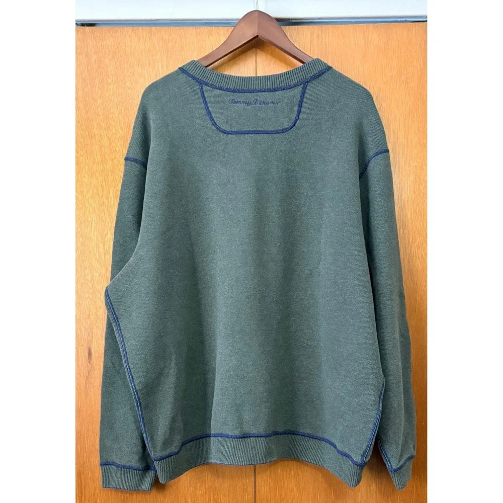 Tommy Bahama Mens Reversible Pullover‎ Sweatshirt Blue Green Comfort Fit XL